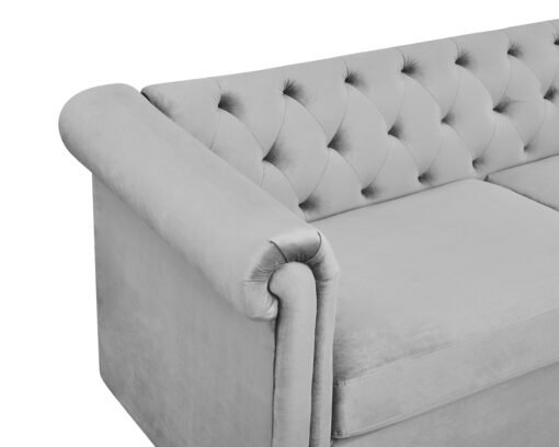 Ascot Chesterfield Fabric 2+3 Seater Sofa, Grey Velvet - Image 5