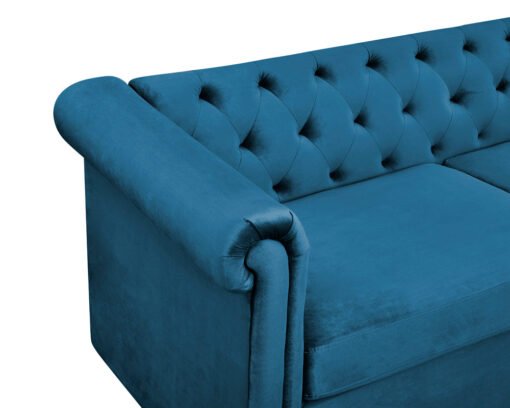Ascot Chesterfield Fabric 2+3 Seater Sofa, Blue Velvet - Image 5
