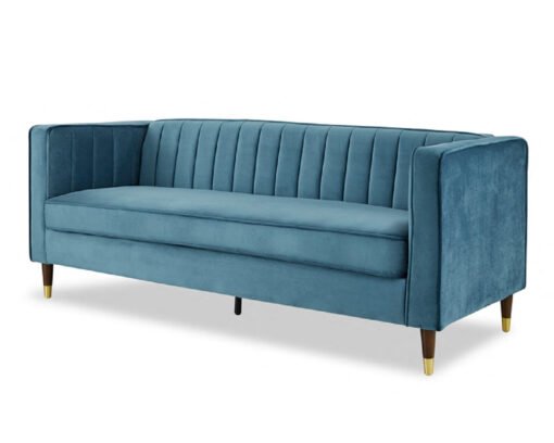 Thomas Velvet Fabric 3 Seater Sofa, Blue Velvet - Image 3