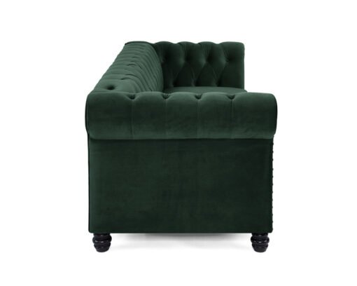 Chesterfield Velvet Fabric 2+3 Seater Sofa Set, Green Velvet - Image 6