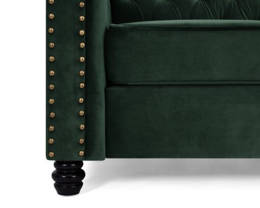 Chesterfield Velvet Fabric 2+3 Seater Sofa Set, Green Velvet - Image 7