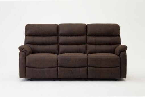 Maxwell Sofa Suite 3 Seater Manual Recliner Air Leather Padded, Brown - Image 3