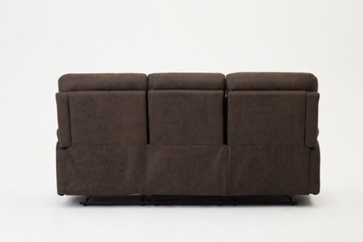 Maxwell Sofa Suite 3 Seater Manual Recliner Air Leather Padded, Brown - Image 4