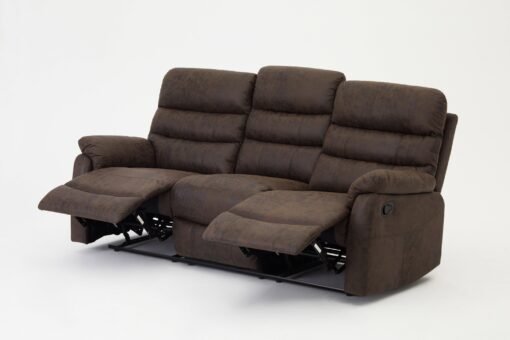Maxwell Sofa Suite 3 Seater Manual Recliner Air Leather Padded, Brown - Image 6