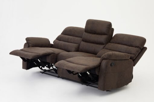 Maxwell Sofa Suite 3 Seater Manual Recliner Air Leather Padded, Brown - Image 5