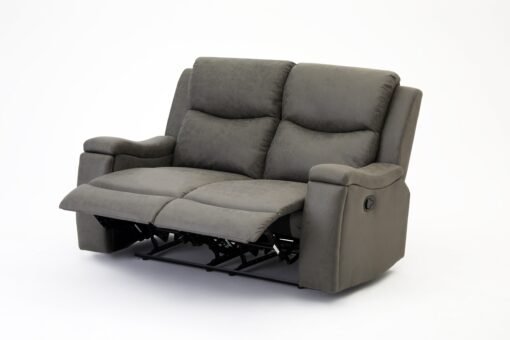 Collins 2+3 Sofa Set Manual Recliner with Armrest Cupholders, Grey Air Leather - Image 4