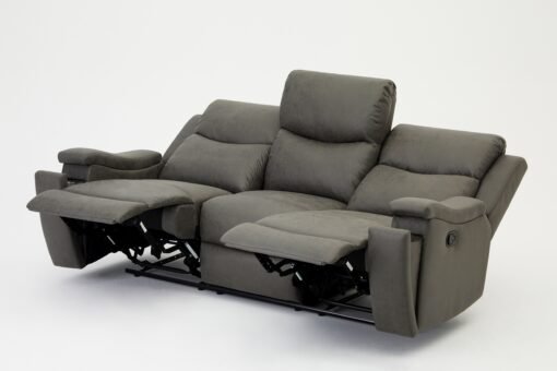 Collins 2+3 Sofa Set Manual Recliner with Armrest Cupholders, Grey Air Leather - Image 8