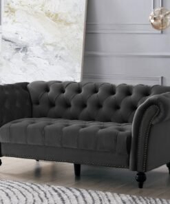Mayfair Velvet Fabric 2+3 Seater Sofa Set, Grey Velvet