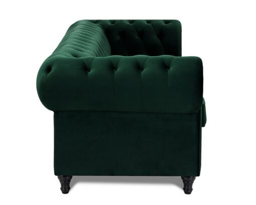 Chesterfield Pleat Velvet Fabric 2+3 Seater Sofa Set, Green Velvet - Image 5