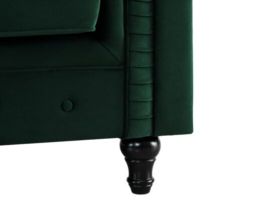 Chesterfield Pleat Velvet Fabric 2+3 Seater Sofa Set, Green Velvet - Image 6