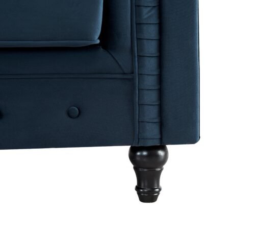 Chesterfield Pleat Velvet Fabric 2+3 Seater Sofa Set, Midnight Blue Velvet - Image 7