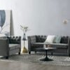 Chelsea Velvet Fabric 2+3 Seater Sofa, Light Grey Velvet
