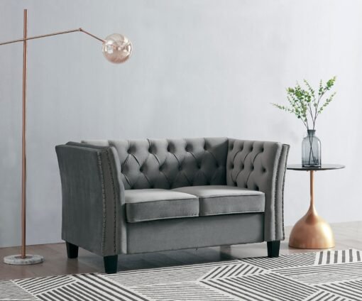 Chelsea Velvet Fabric 2+3 Seater Sofa, Light Grey Velvet - Image 3