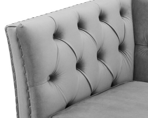 Chelsea Velvet Fabric 2+3 Seater Sofa, Light Grey Velvet - Image 5