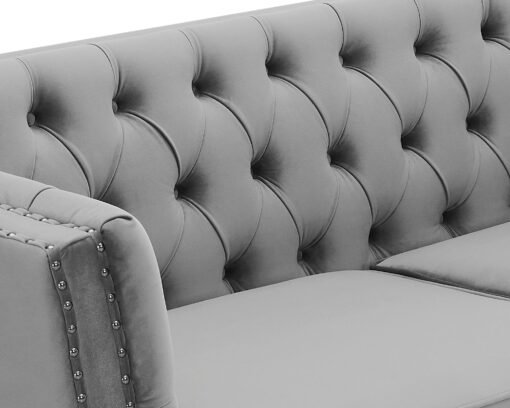 Chelsea Velvet Fabric 2+3 Seater Sofa, Light Grey Velvet - Image 6