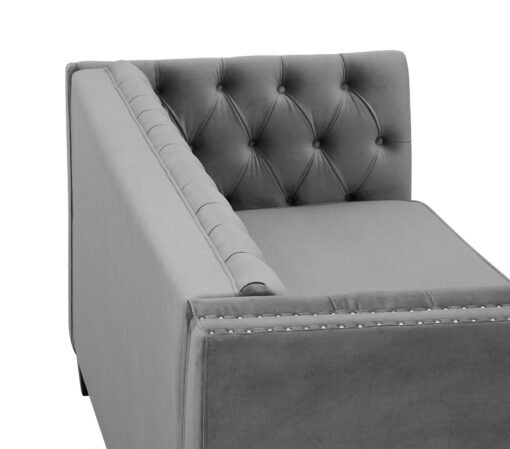 Chelsea Velvet Fabric 2+3 Seater Sofa, Light Grey Velvet - Image 8