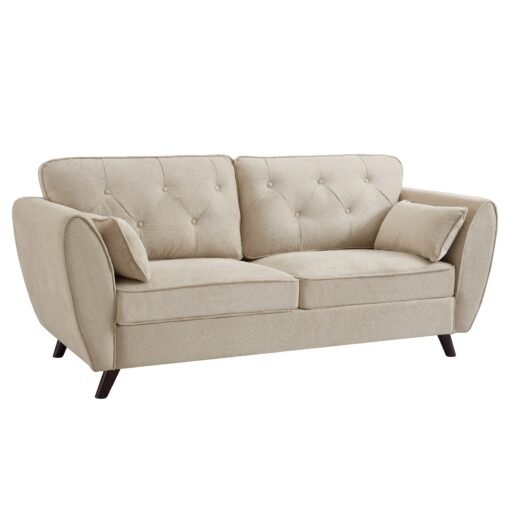 Monroe 3 Seater Sofa, Beige Linen - Image 4