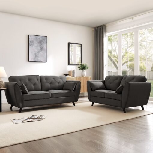 Monroe 3 Seater Sofa, Dark Grey Linen - Image 3