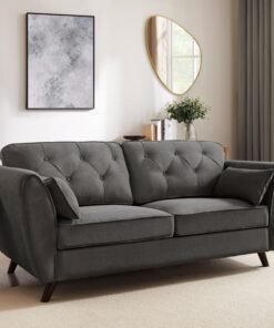 Monroe 3 Seater Sofa, Dark Grey Linen