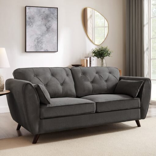 Monroe 3 Seater Sofa, Dark Grey Linen