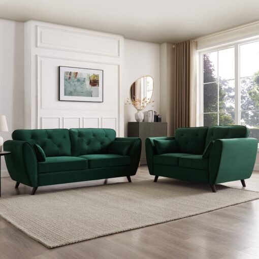 Monroe 3 Seater Sofa, Green Velvet - Image 3