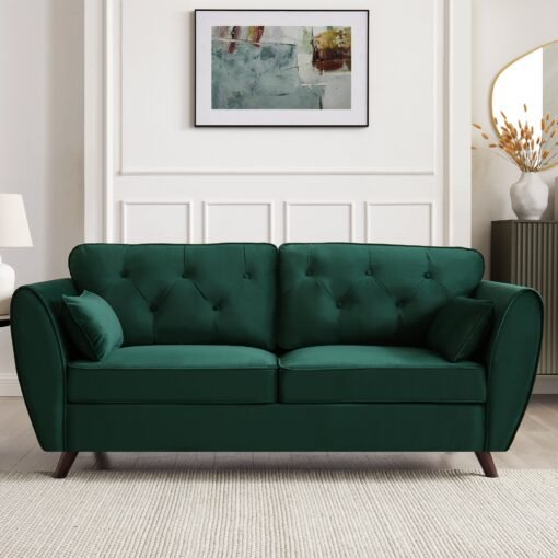 Monroe 3 Seater Sofa, Green Velvet - Image 2