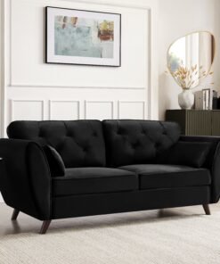Monroe 3 Seater Sofa, Black Velvet