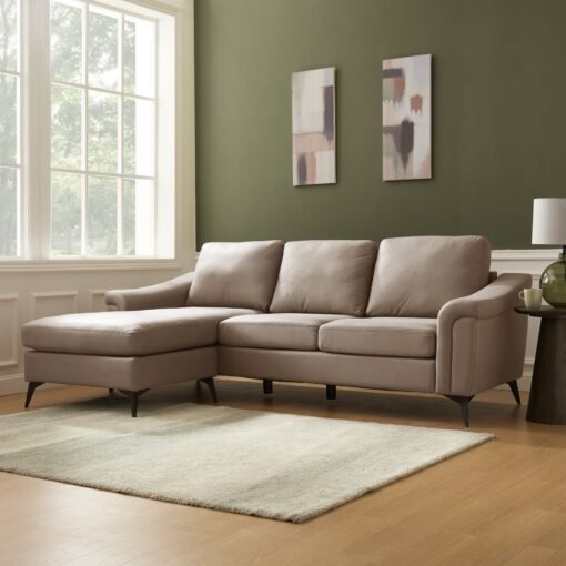 Emma 3 Seater Sofa With Reversible Chaise, Brown Air Leather - Image 3