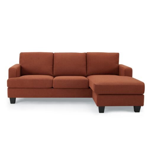 Hazel 3 Seater Reversible Chaise Sofa, Burnt Orange Boucle Fabric - Image 5