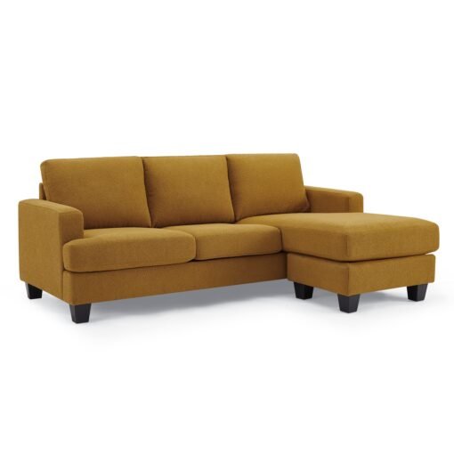 Hazel 3 Seater Reversible Chaise Sofa, Mustard Boucle Fabric - Image 3