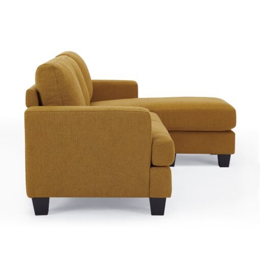 Hazel 3 Seater Reversible Chaise Sofa, Mustard Boucle Fabric - Image 8