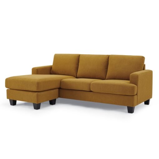 Hazel 3 Seater Reversible Chaise Sofa, Mustard Boucle Fabric - Image 4