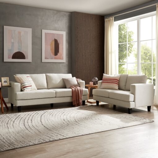 Dale 2+3 Seater Sofa set, Natural Linen Fabric