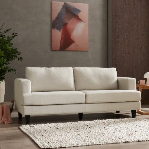 Dale 3 Seater Sofa, Natural Linen Fabric