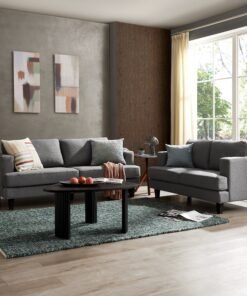 Dale 2+3 Seater Sofa set, Dark Grey Linen Fabric