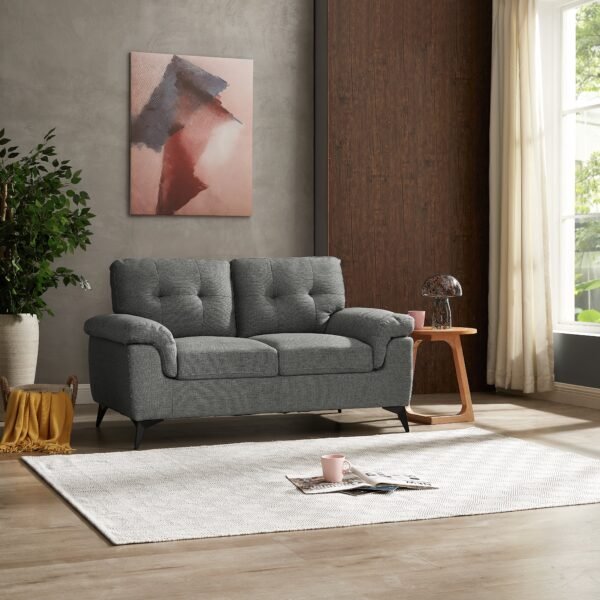 Dylan 2+3 Seater Sofa Set, Dark Grey Fabric - Image 2