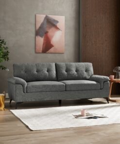 Dylan 3 Seater Sofa, Dark Grey Linen Fabric