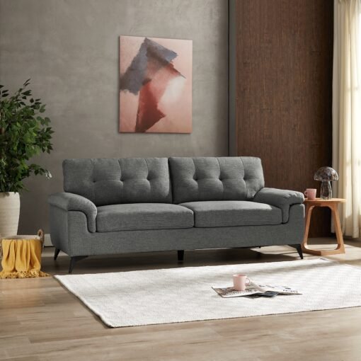 Dylan 3 Seater Sofa, Dark Grey Linen Fabric