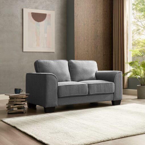 Jada 2+3 Seater Sofa Set, Dark Grey Boucle Fabric - Image 2