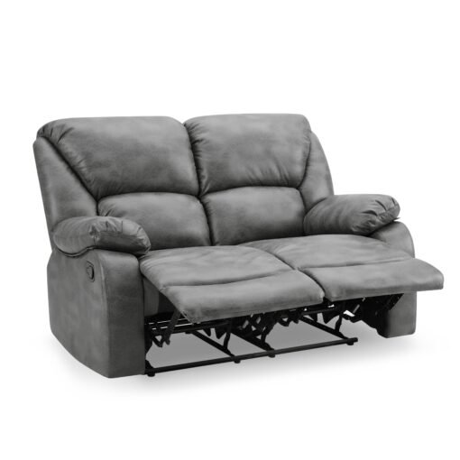 Enoch 2+3 Seater Recliner Sofa Set, Dark Grey Faux Leather - Image 4