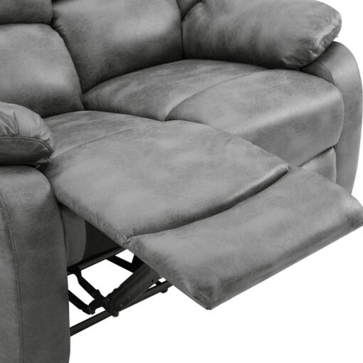 Enoch 2+3 Seater Recliner Sofa Set, Dark Grey Faux Leather - Image 6