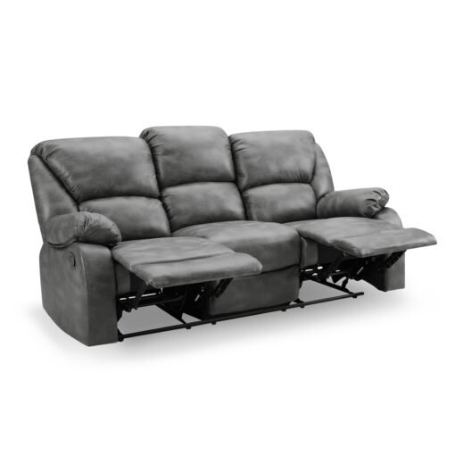 Enoch 2+3 Seater Recliner Sofa Set, Dark Grey Faux Leather - Image 5