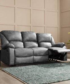 Enoch 3 Seater Recliner Sofa, Dark Grey Faux Leather