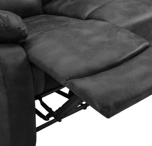Enoch 2+3 Seater Recliner Sofa Set, Black Faux Leather - Image 6
