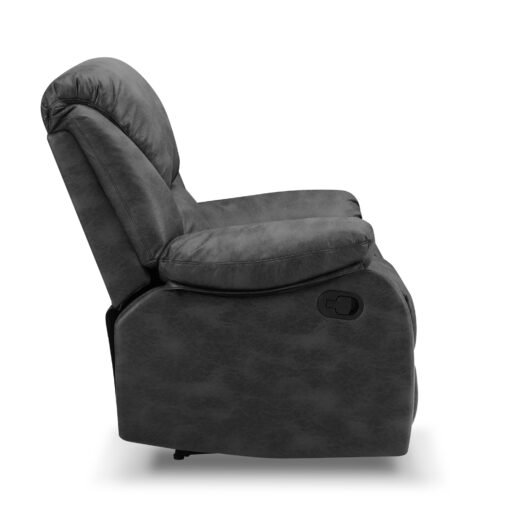 Enoch 3 Seater Recliner Sofa, Black Faux Leather - Image 7
