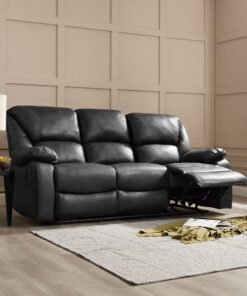 Enoch 3 Seater Recliner Sofa, Black Faux Leather