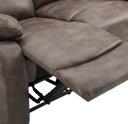 Enoch 3 Seater Recliner Sofa, Brown Faux Leather - Image 4