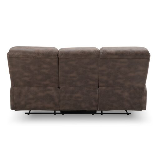 Enoch 3 Seater Recliner Sofa, Brown Faux Leather - Image 7