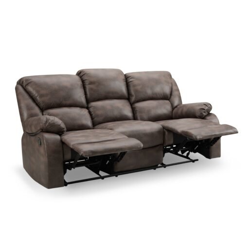 Enoch 2+3 Seater Recliner Sofa Set, Brown Faux Leather - Image 5