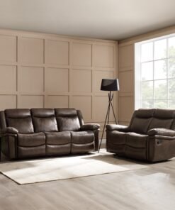 Rowan 2+3 Seater Recliner Sofa Set, Brown Faux Leather
